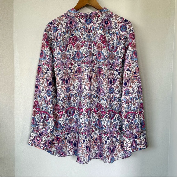 TALBOTS NWT 2X Cotton Button Front Shirt in Magical Floral • Rainbow Paisley - Picture 5 of 13